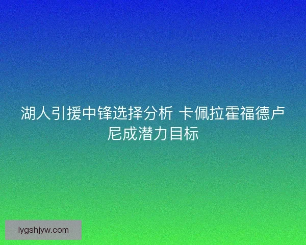 湖人引援中锋选择分析 卡佩拉霍福德卢尼成潜力目标